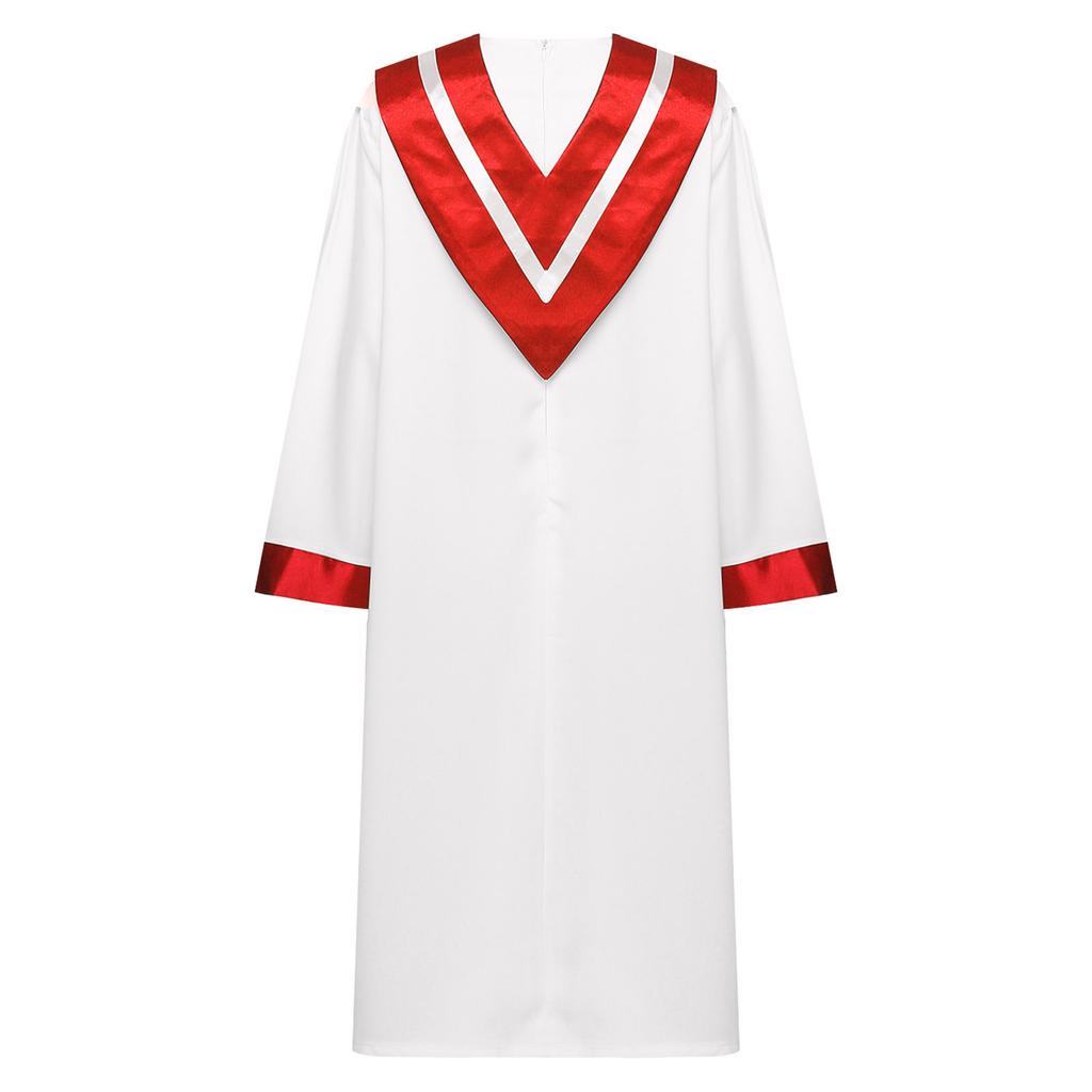 Unisex Adult Choir Robe V Shape Stole Church Chorus Performance Costume Traditional Gown