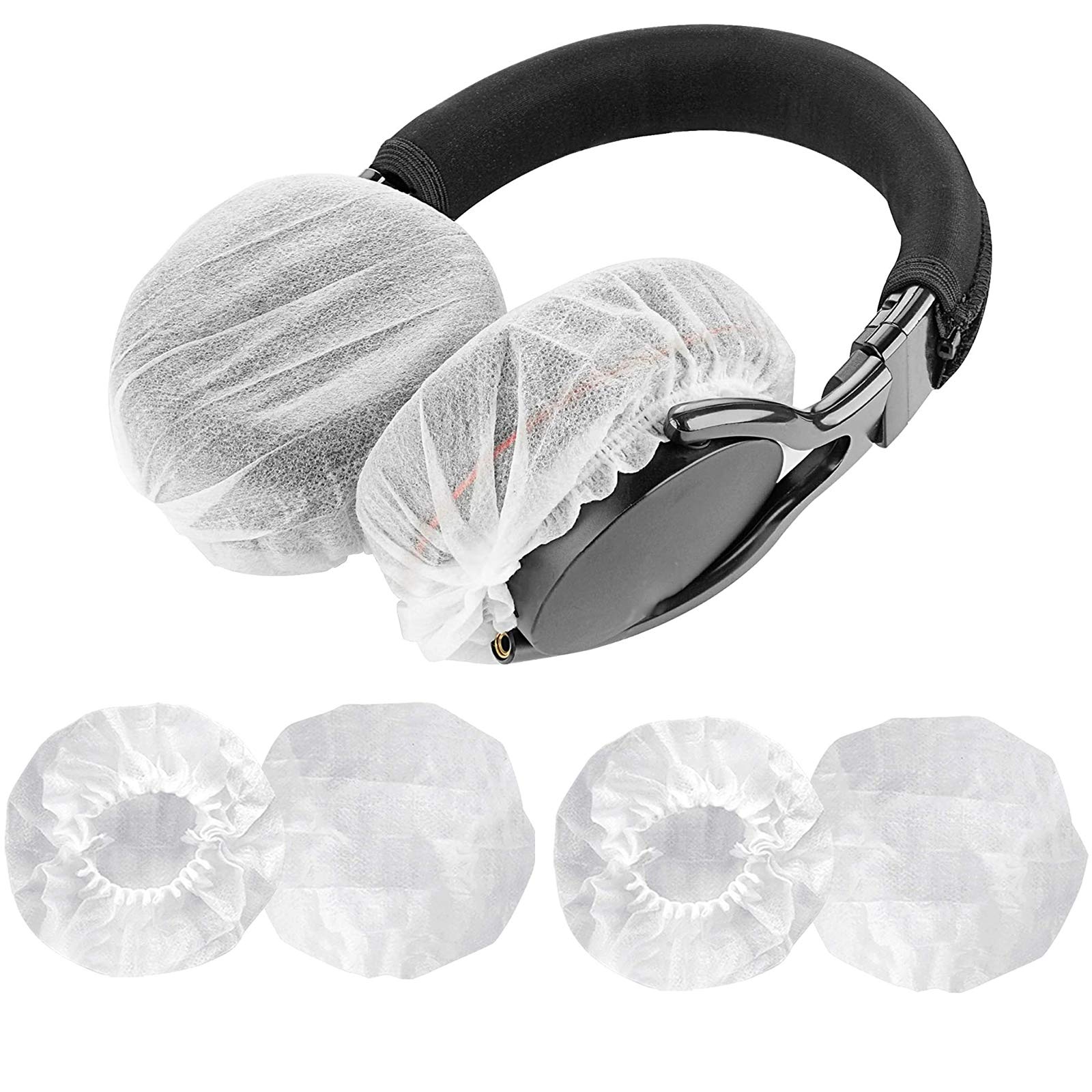 

400 pieces Disposable Elastic Headphone for and Large Ear Pads (200 pairs) Earpads/Headphone Covers, Antibacterial, Ball-Shaped, Multicolored, білий