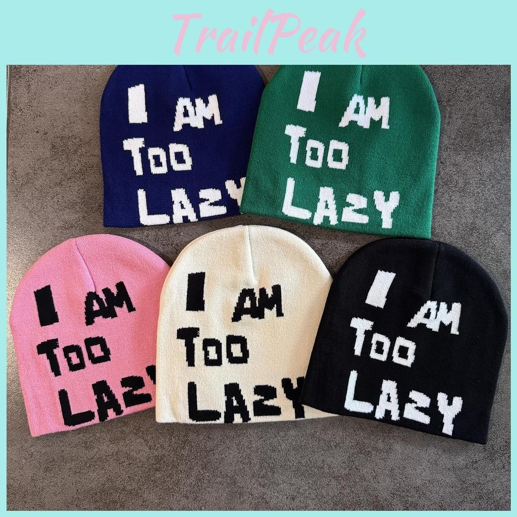 Am I Letter Too Lazy Embellishment Retro Streetwear Warm Wool Hat Couples Knit