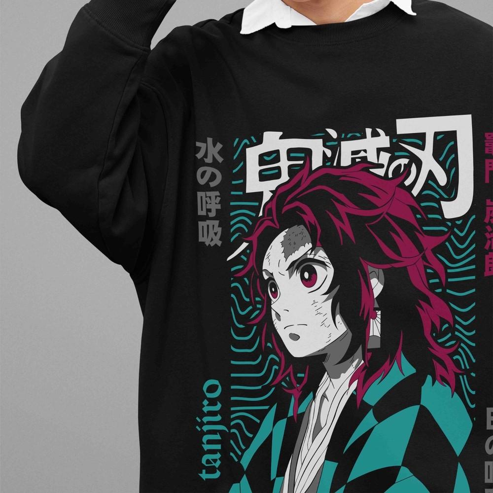

Demon Slayer Sweatshirt Tanjiro Sweater KNY Zenitsu Inosuke Nezuko Unisex Pull 2XL