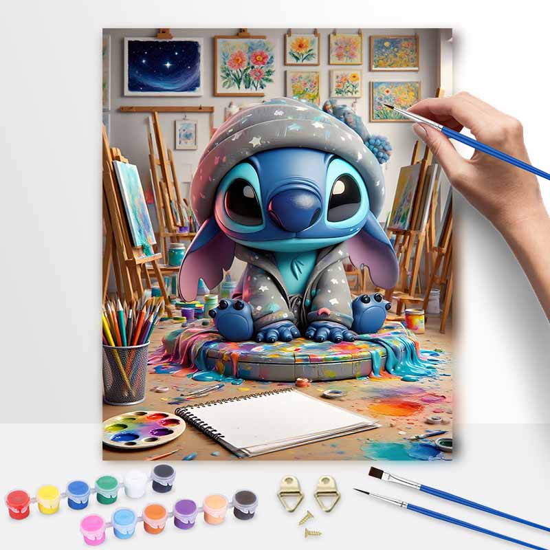 Disney digital oil painting Stitch portrait art handmade diy home decorations 20x30cm