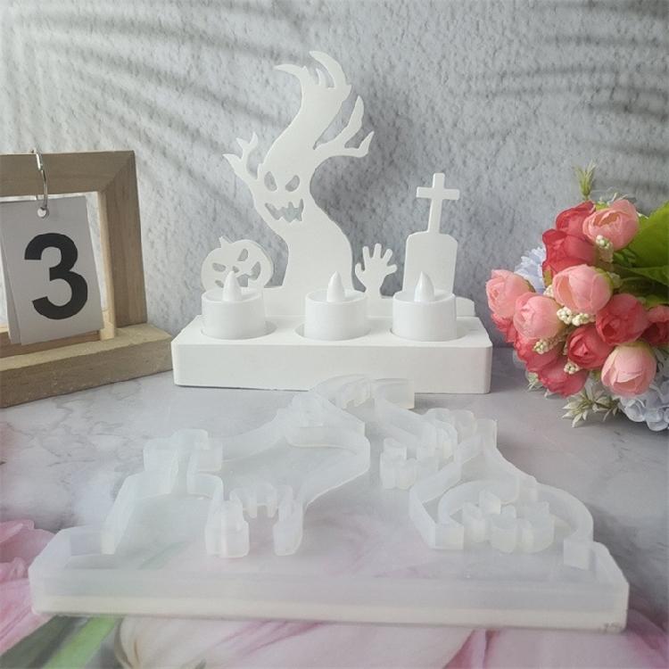 Silicone Resin Molds Candle Holder Molds Halloween Theme Craft Mold Silicone Candle Base Molds Perfect for Candle Holder