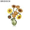 Van Gogh Sunflowers Oil Painting Brooch: High-End Mori Style Floral Pin for Women's Accessories