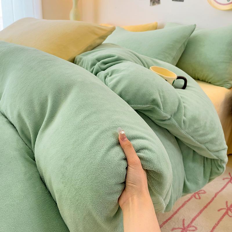 Velvet Duvet Cover Solid Color Quilt Cover Skin-friendly Bedding for Winter Comforter Cover Soft Bed Cover
