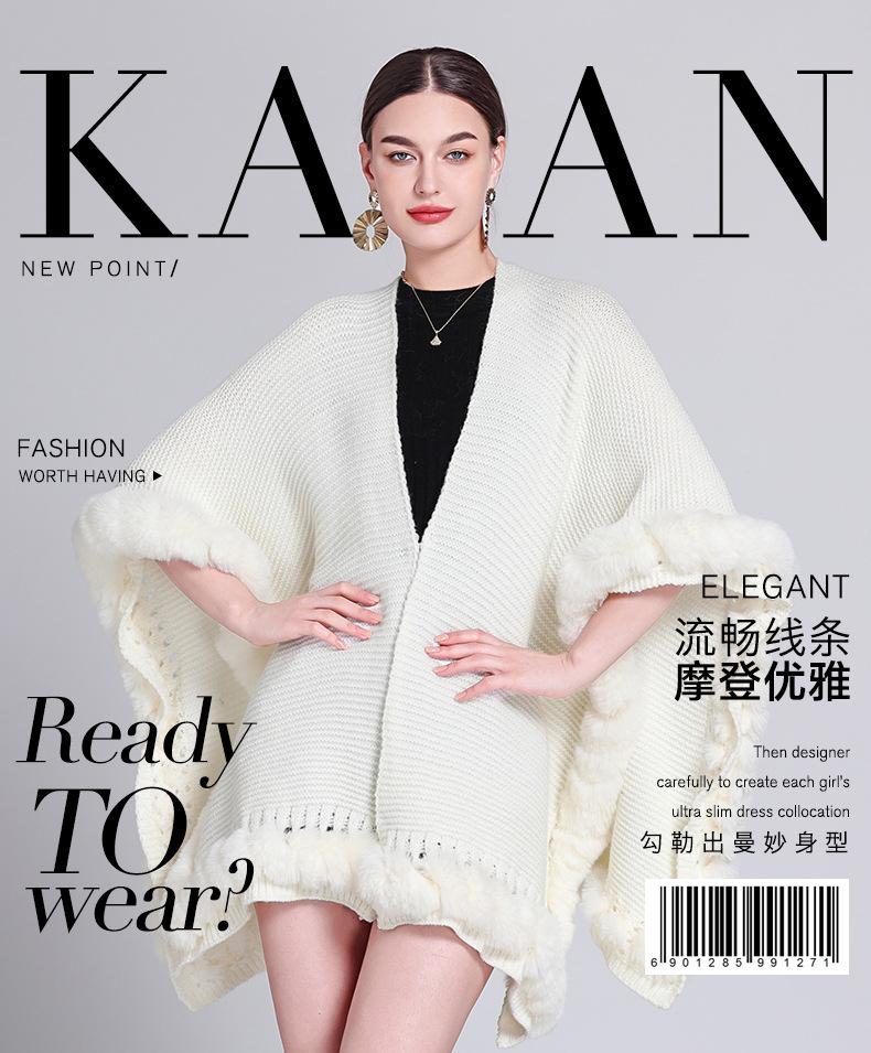 Soft Solid Color Knitted Cape Shawl Super Fairy Sweater Jacket Cape Ethnic Style Female Warmth