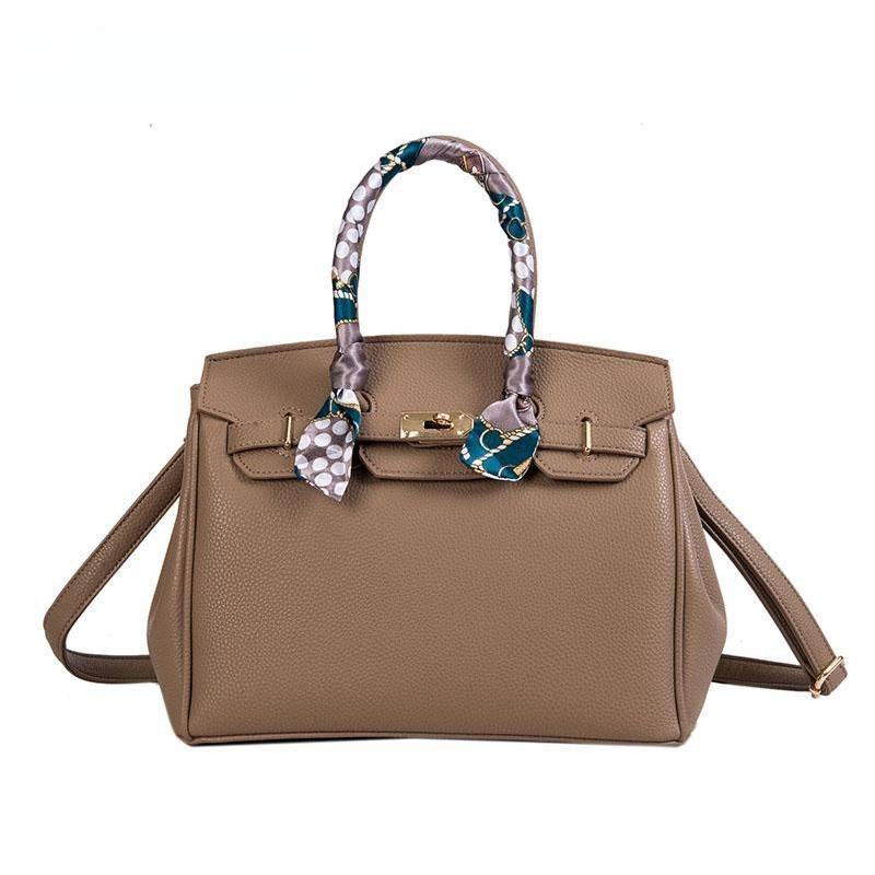 

Сумочка с замком, модная с узором личи, на одно плечо, диагональная, платиновая