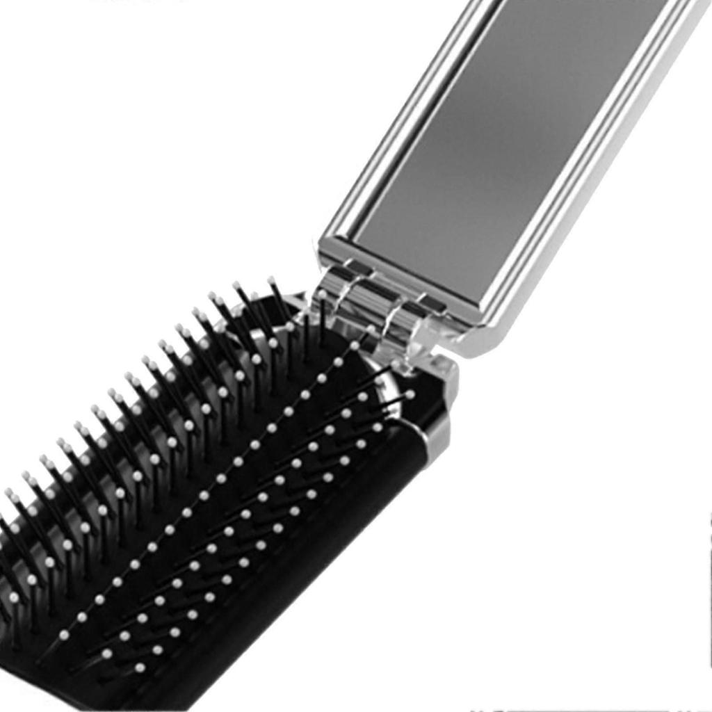 Portable Folding Hair Brush with Mirror Anti Static Pocket Hair Brush for Travel Car Gym Bag Purse