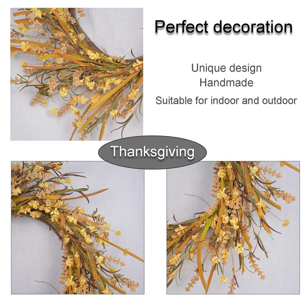 Artificial Wheat Wreath Multifunctional Exquisite Front Door Harvest Wreath Decor for Home