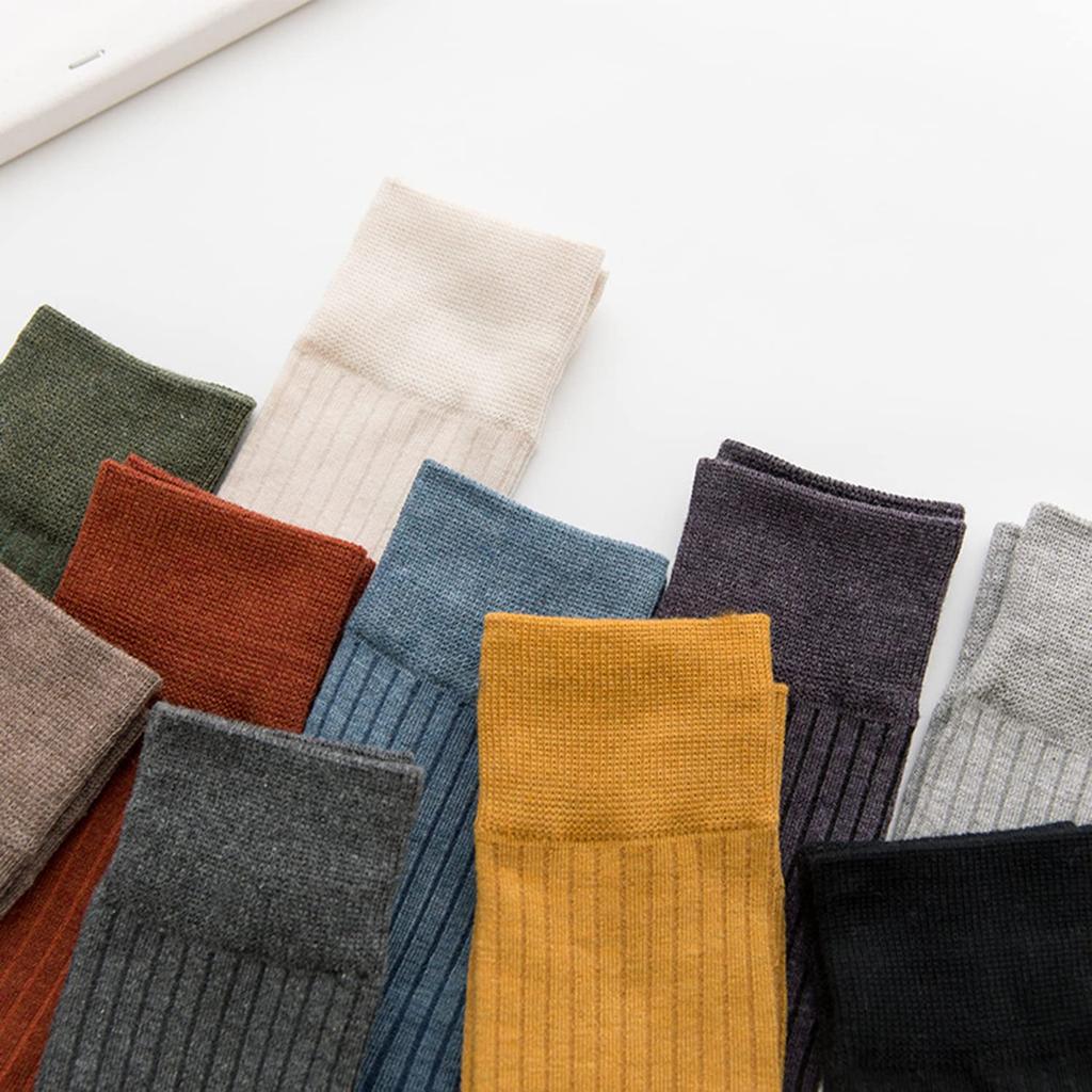 [DAMILY] Women's Socks, Spring/Summer/Autumn, 10-Pair Set, Stylish Cotton Socks, Colorful, Warm, Crew Socks, Plain, Cute, Casual, Indoor, Women's Sock