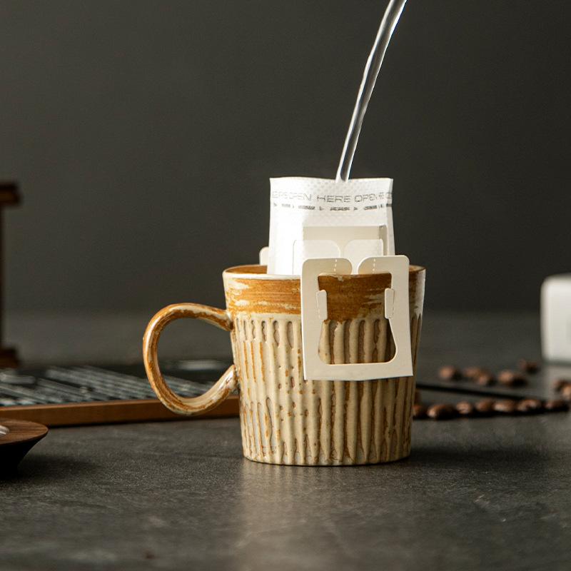 Handmade Coarse Pottery Ceramic Cup Small Capacity Coffee Cup Retro Style Ceramic Concentrated Hanging Japanese Ear Coffee Cup