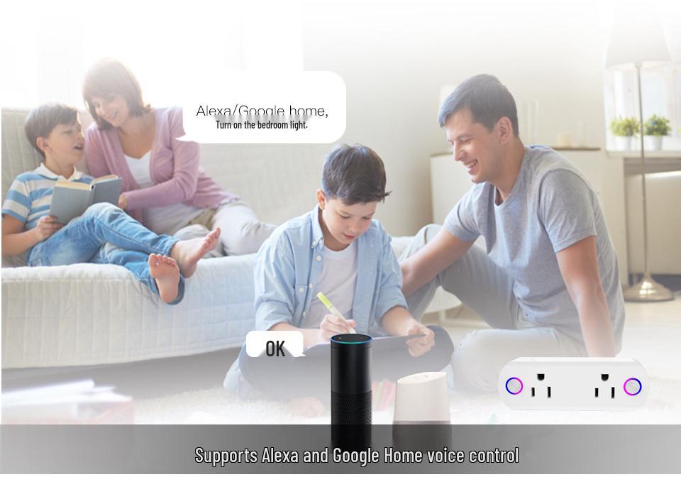 Wi-Fi Graffiti Double Smart Socket with Alexa Voice Control and Remote Timing