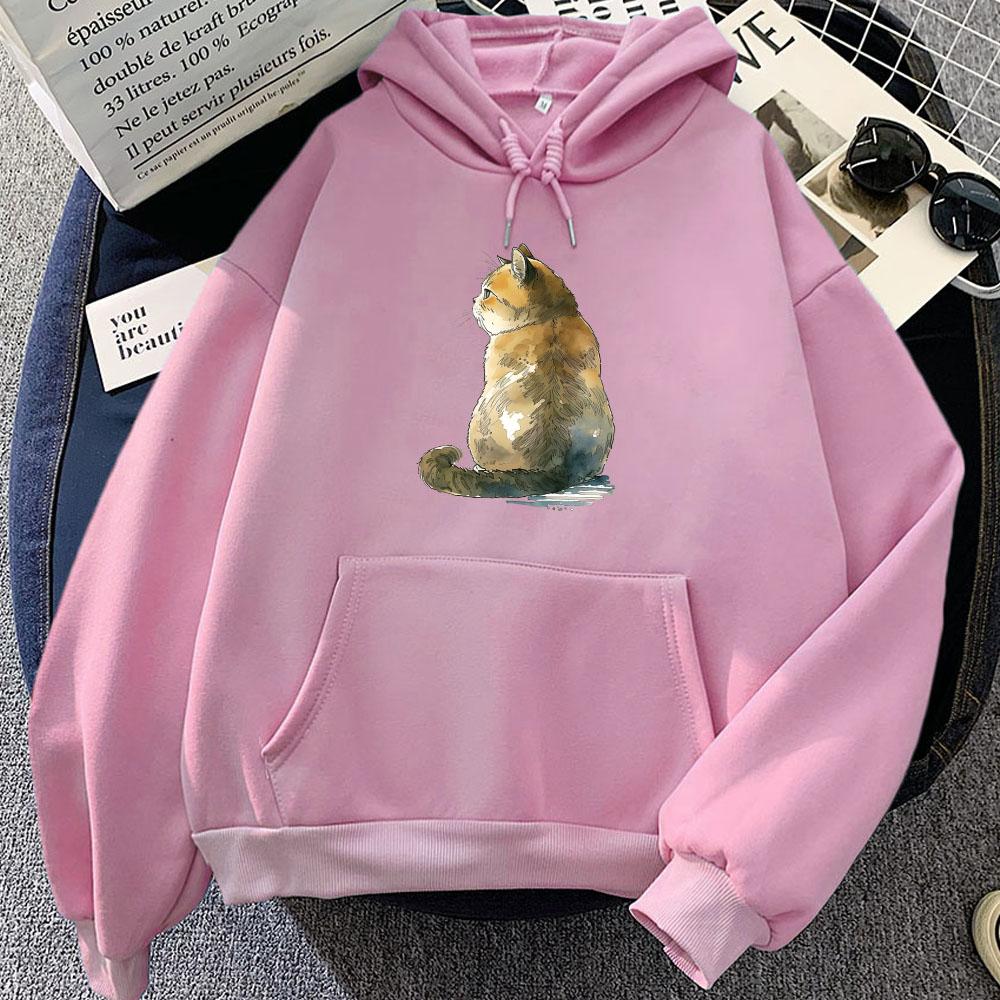 Japanese Ukiyoe Cat Printing Hoodies Winter Long Sleeve Cartoon Printing Sweatshirts Casual Women/Men Hooded Pullovers Clothing