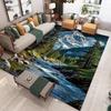 Non-Slip 3D Nature Scenery Rug, Santorini Snow Mountain Landscape Mat, Soft Floor Carpet for Living Room Home