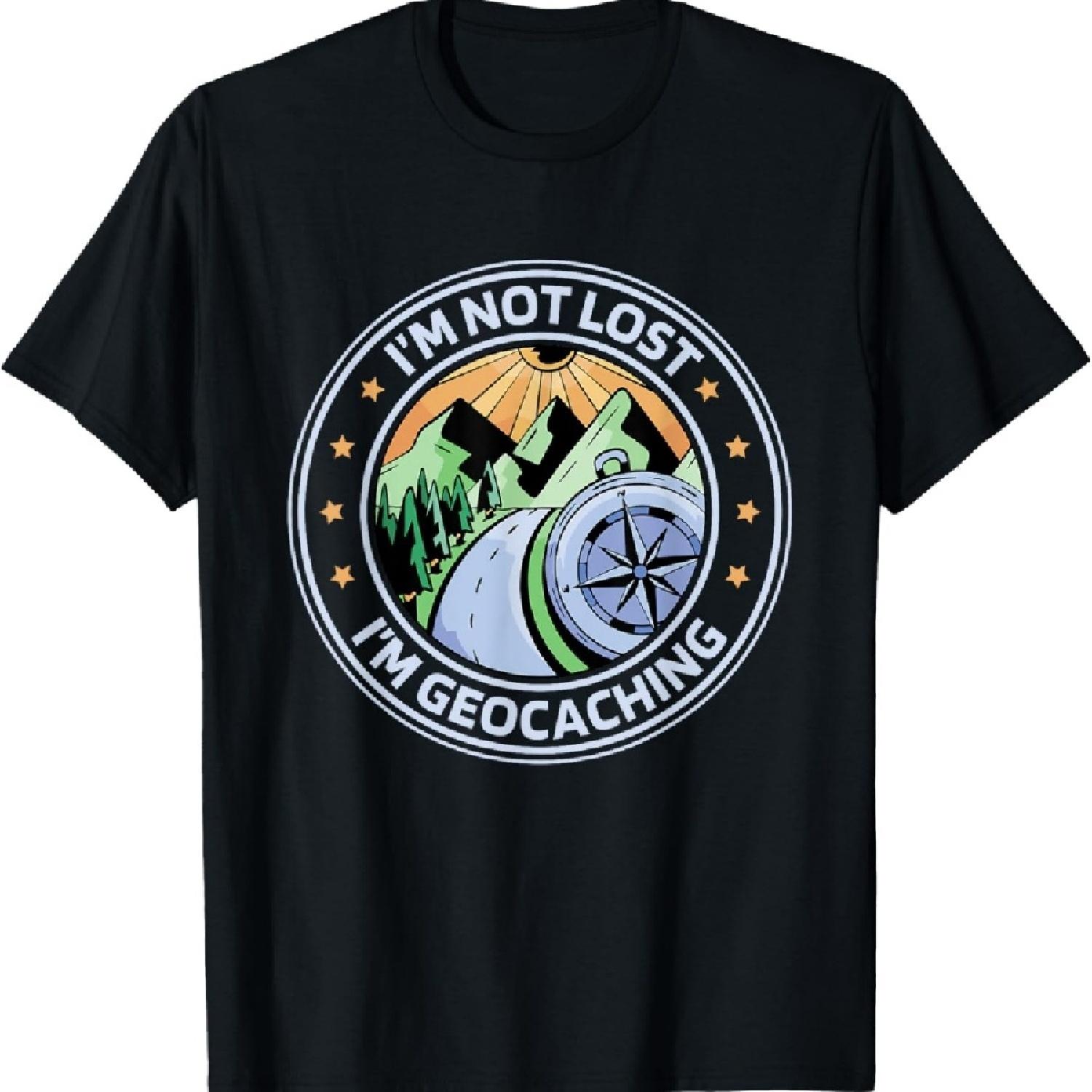 Я не потерялся, я занимаюсь геокэшингом, футболка геокэшера и для геокэшинга S чёрный