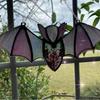 1PC Bat Stained Glass Suncatcher Window Hanging Acrylic Wall Art Decoration Party Festival Colorful Bat House Arrangement Props