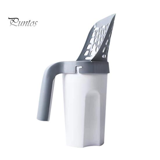 

Совок для кошачьего туалета с мусорным контейнером, большой емкости, переносной совок для кошачьего туалета с держателем, встроенный съемный сито для кошачьего туалета серый