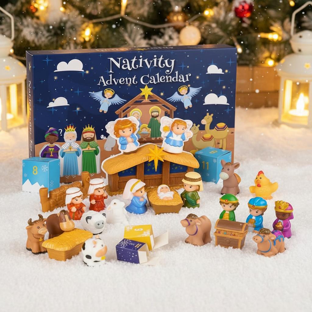 Nativity Advent Calendar 2025 Building Blocks 24-Days Christmas Countdown Calendar Gifts for Kids Teen Adults Christian Advent