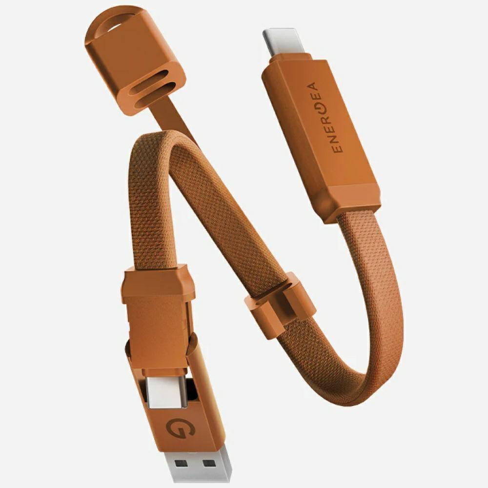 Energea Sheath Key 2in1 Kabel USB-C auf USB-C/USB-A 480Mbps 60W 15cm Orange