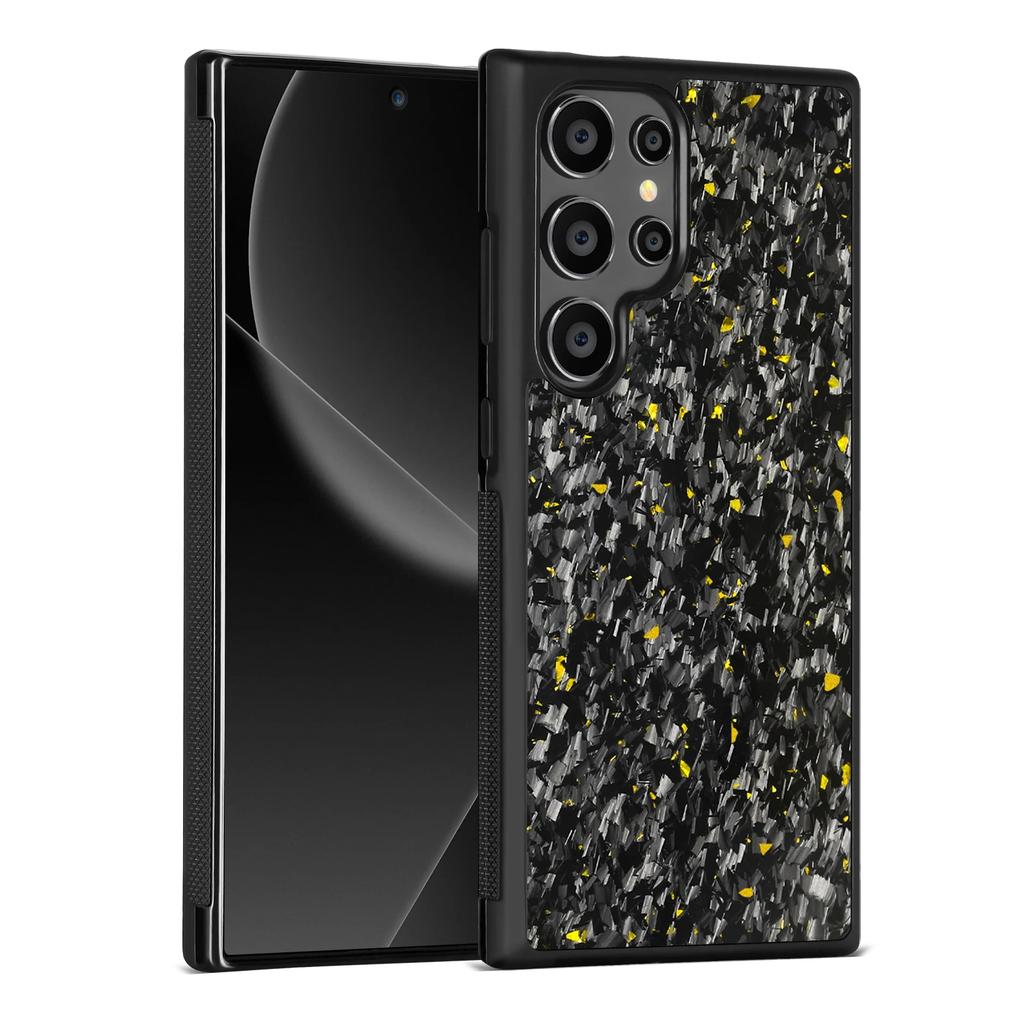 Luxury Carbon Fiber Texture MagSafe Case For Samsung Galaxy S25 S24 S23 S22 Plus Ultra Alloy Lens Shockproof Cover