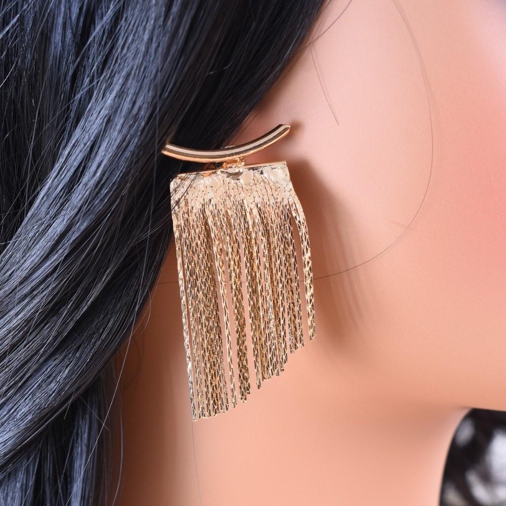 1 Pair Trendy Luxury Tassel Earrings Gold/Silver Elegant Drop Earrings Bling Statement Earring for Women