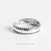 New Fashion Personality Middle Glossy Retro Female 925 Sterling Silver Jewelry Simple On Both Sides Twist Rings R146