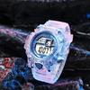 LED elektronisk klokke Myk silikonrem Klar rund skive Justerbar pinspenne Jenter Studenter Barn Uformell Sport Digital armbåndsur Bursdagsgave