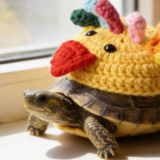 Gestrickter Schildkrötenpullover Schildkrötenpanzer Küken Kostüm Handgemacht Niedliches Hühnchen Warmes Outfit mit Verstellbarem Riemen für Schildkröte Schildkröte Foto Requisite Party