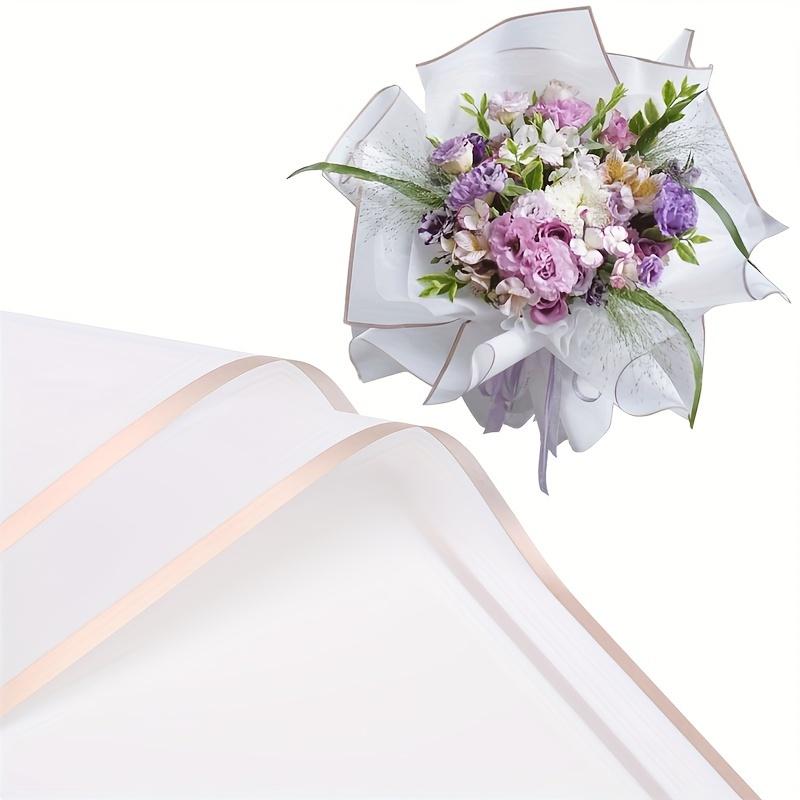 20 Sheets Size 22.8 X 22.8 Inches Semi-transparent Gold Edge Flower Wrapping Paper Plastic Wrapping Paper Flower Packaging DIY Handcraft Supplies