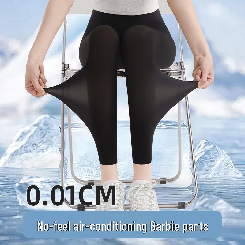 Women's Ice Silk Shark Pants – Ultra-Thin Summer Yoga Leggings with Sun Protection, 2025 New Style Fitness Barbie Nine-Point Fit.