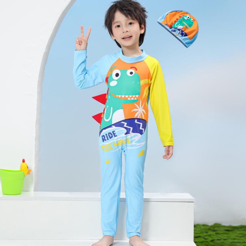 Children's Long Sleeve Sun Protection Quick-Drying Swimsuit Set for Boys