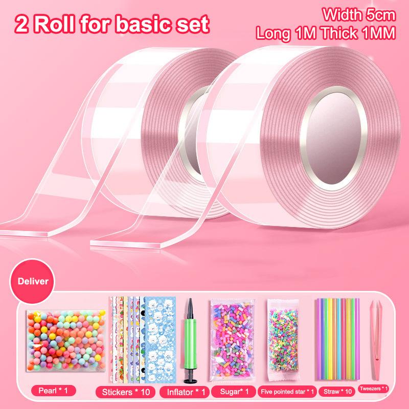 

1 комплект светящейся наноленты двухсторонняя клейкая лента для выдувания пузырей декомпрессионные игрушки наклейка наноклей для замешивания музыки выдувание пузырей