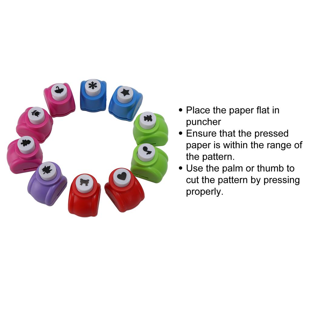 10pcs Hole Puncher Different Patterns Easy Operation Multifunctional Portable Punch Craft Set