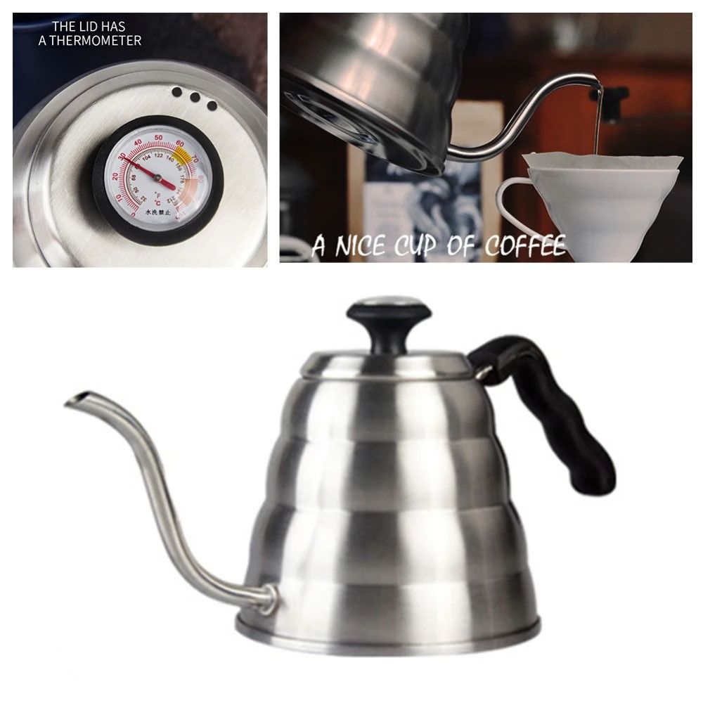 Exact Thermometer Gooseneck Kettle 304 Stainless Steel Drip Coffee Kettle Tea Pot  Cafeterias