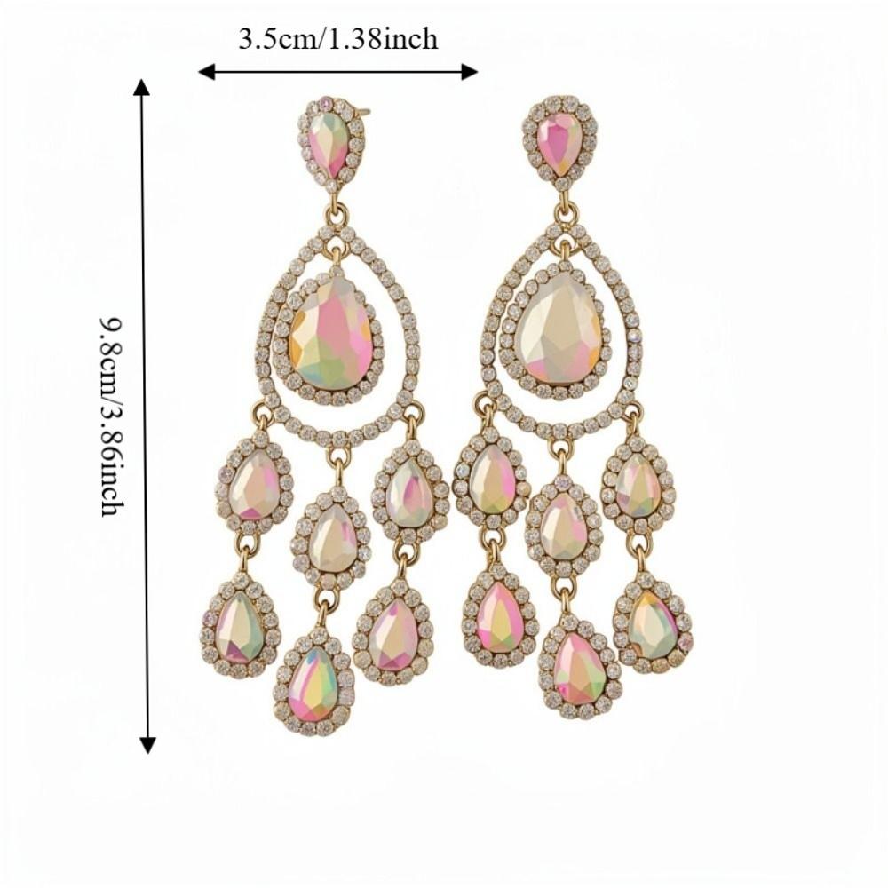 Exaggerated Design Dangle Earrings Colored Crystal Tassel Earrings  Women's Jewelry