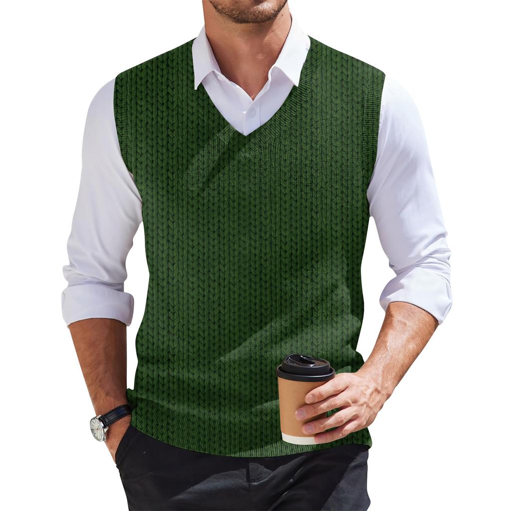 Men's Fashion Printed V-Neck Vest Sleeveless Knitted Pullover