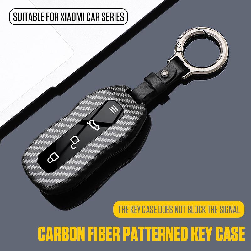 Xiaomi SU7 Ultra Second Gen Carbon Fiber Car Key Case with Card Holder & Buckle