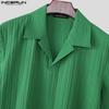 INCERUN Oversized Men's Short Sleeve Lapel Neck Casual Texture Tops T-shirts