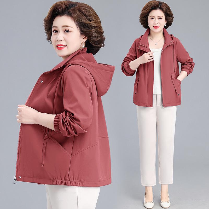 

Middle-aged Women s Plus Size Casual Spring Windbreaker - Stylish Top for Spring and Autumn 2026 3XL suitable for 115-125 jin червоний