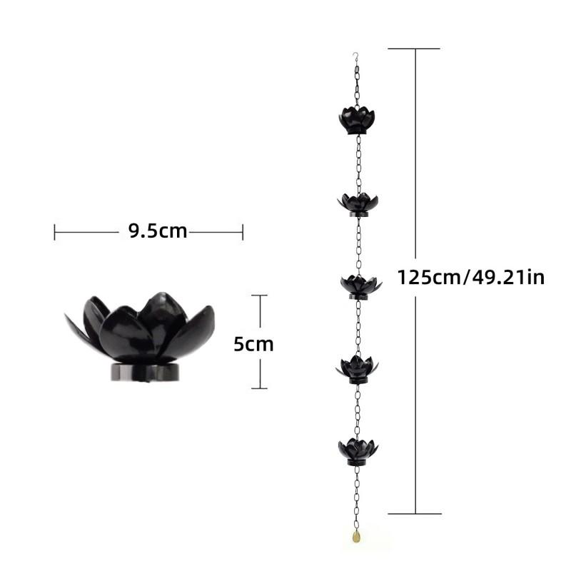 Chaîne de pluie décorative en fer pour extérieur Fleur de lotus Suspendue Gouttière Tuyau de descente Jardin Patio Cour Toit Corniches