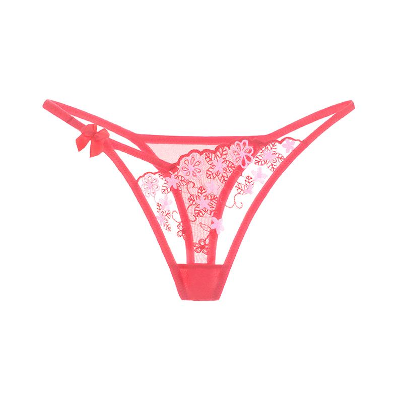 Erotické kalhotky Dámské Spodní prádlo Sexy Krajkové Spodní Prádlo Kalhotky G-String Tanga Krátké Intimní Otevřený Rozkrok Vyšívací Mašle Spodní kalhotky Transparentní