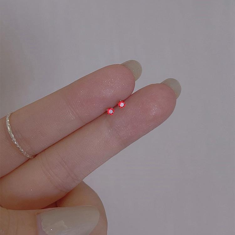 S925 Sterlingové stříbro pozlacené mini zirkonové náušnice – Elegantní dámské módní šperky