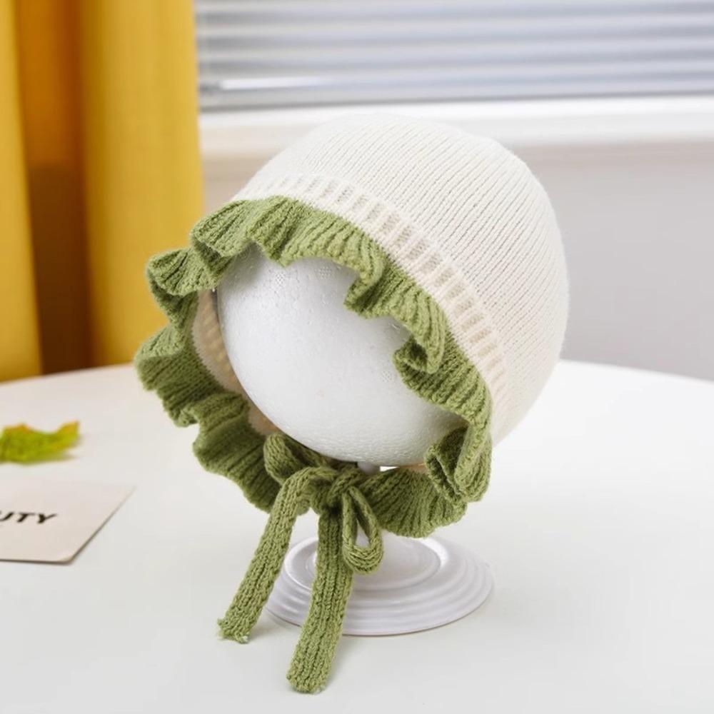 

Утолщенная Зимняя Детская Вязаная Шапочка Кружевная Детская Вязаная Шапка Новая Детская Шапка с Защитой Ушей Детская белый