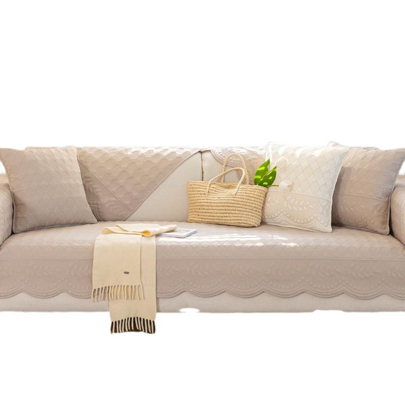 Cotton Sofa Cushion Four Seasons Universal Cotton Non-Slip Modern Simple Embroidery Cushion Leather Sofa Cover Cover Cloth