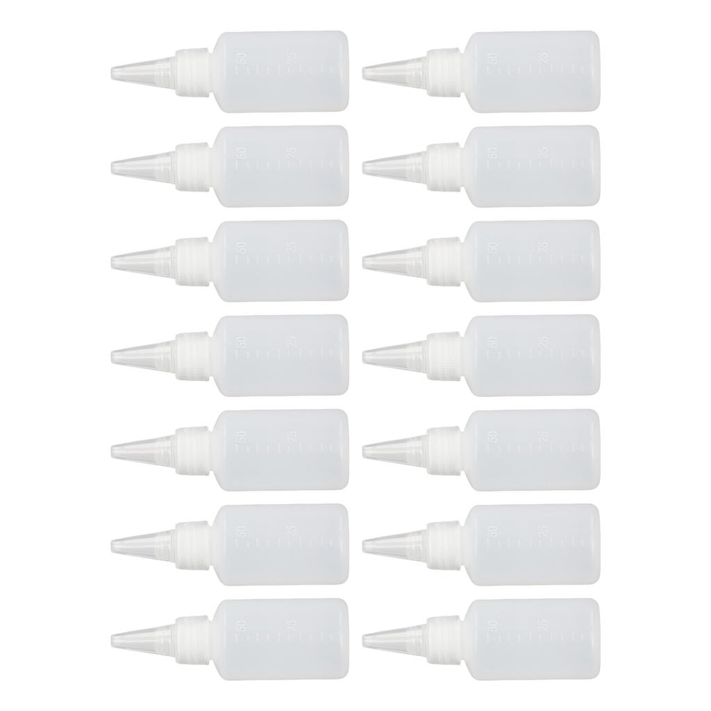 100PCS 50ml Empty Squeeze Bottles with Scale Semi Transparent Plastic Liquid Dispensing Container for Dye Oil Ink Paint