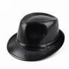 PU British Style Short Brim Jazz Caps Hats Fashion Middle-aged and Elderly Autumn and Winter Outdoor Leisure Gentlemen Jazz Hat for Men Panama Hat