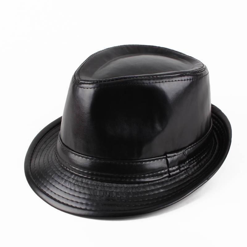 PU British Style Short Brim Jazz Caps Hats Fashion Middle-aged and Elderly Autumn and Winter Outdoor Leisure Gentlemen Jazz Hat for Men Panama Hat