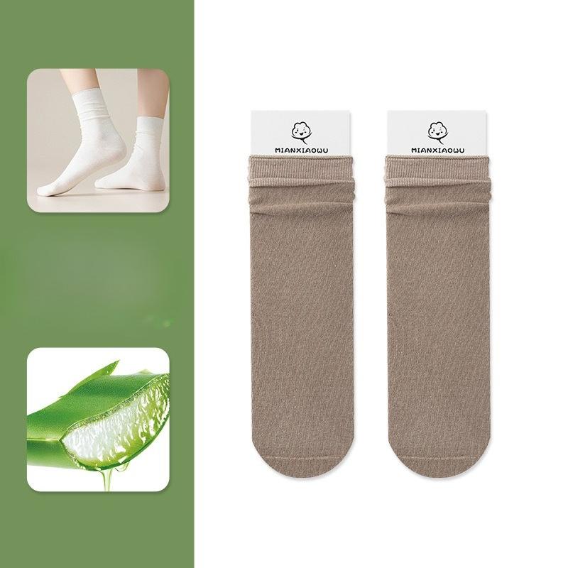 Dui Dui Socks Women's Autumn and Winter Rolled-up Pure Cotton Antibacterial Breathable Mid-calf Socks Paired with Boken Shoes Boneless Socks