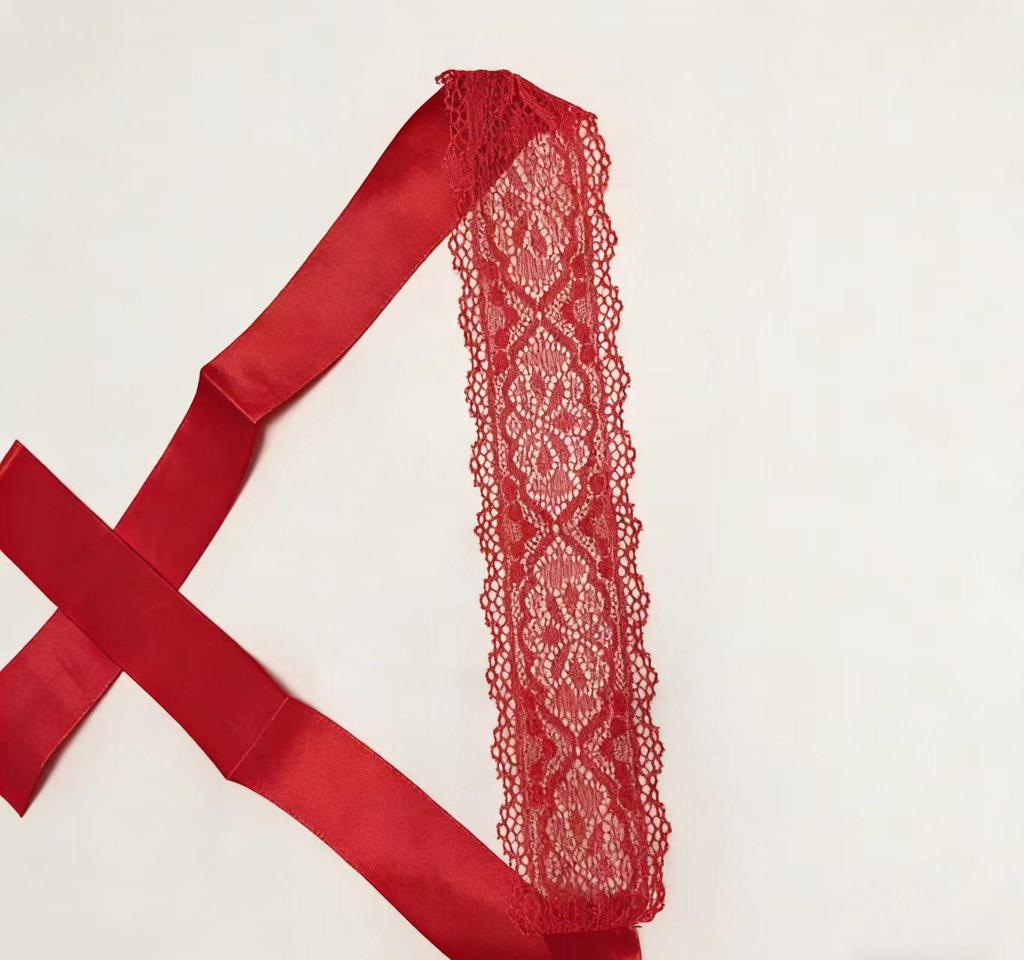 Sexy Lace Embroidered Lingerie with See-Through Eye Mask and Straps - Anime Inspired