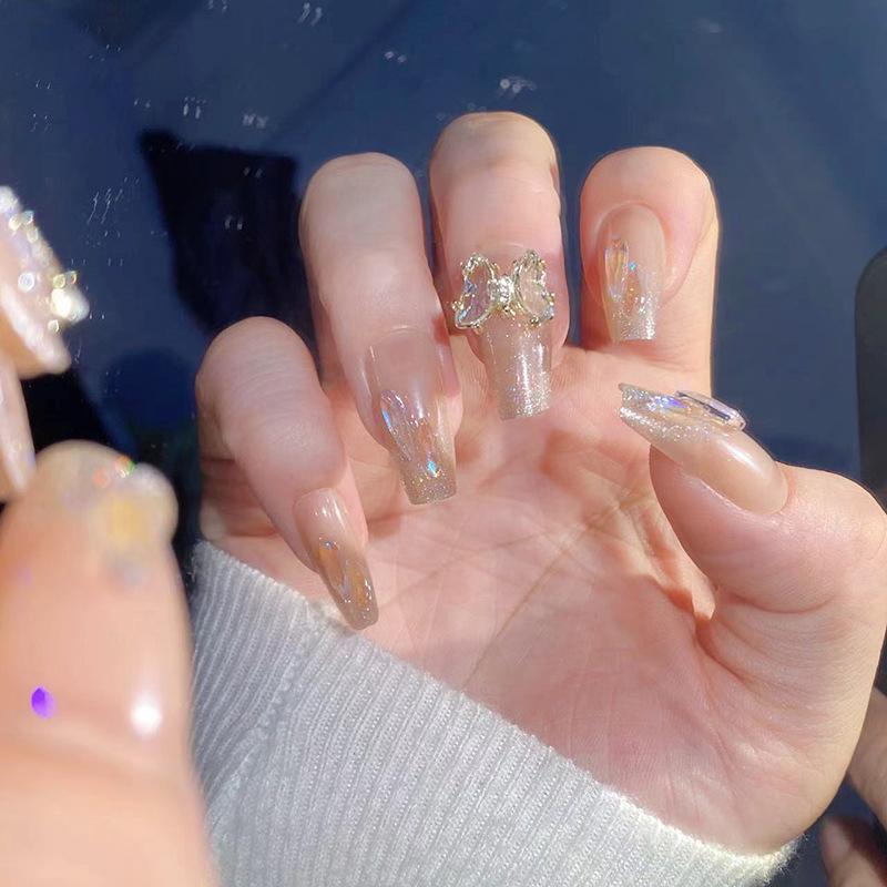 Simple French Gradient Detachable Press-On Nails: Short, Whitening False Nail Tips.