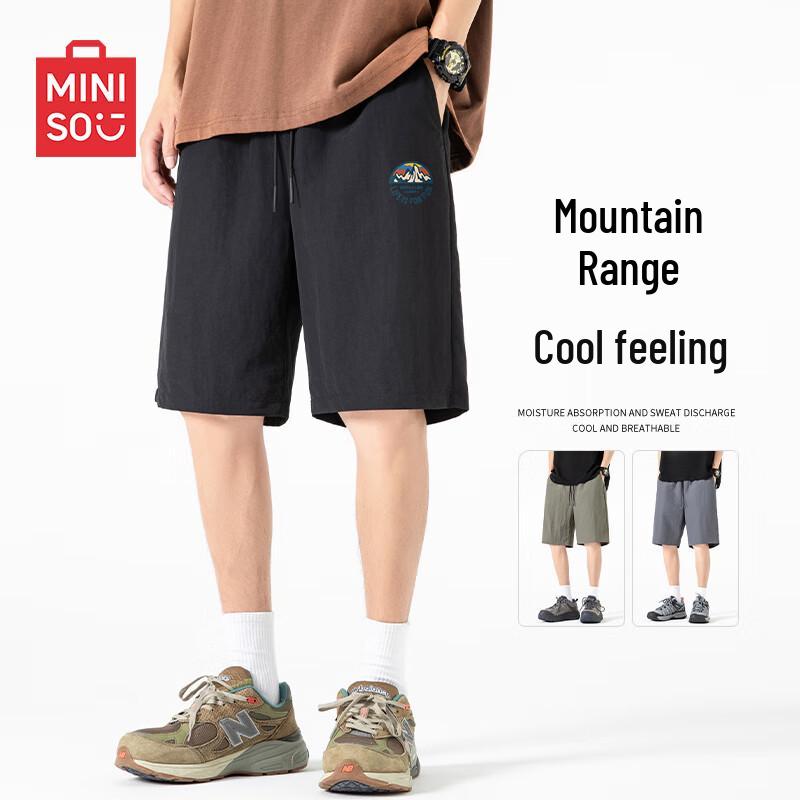 MINISO Men s American Style Cool-Touch Quick-Dry Woven Sports Shorts L